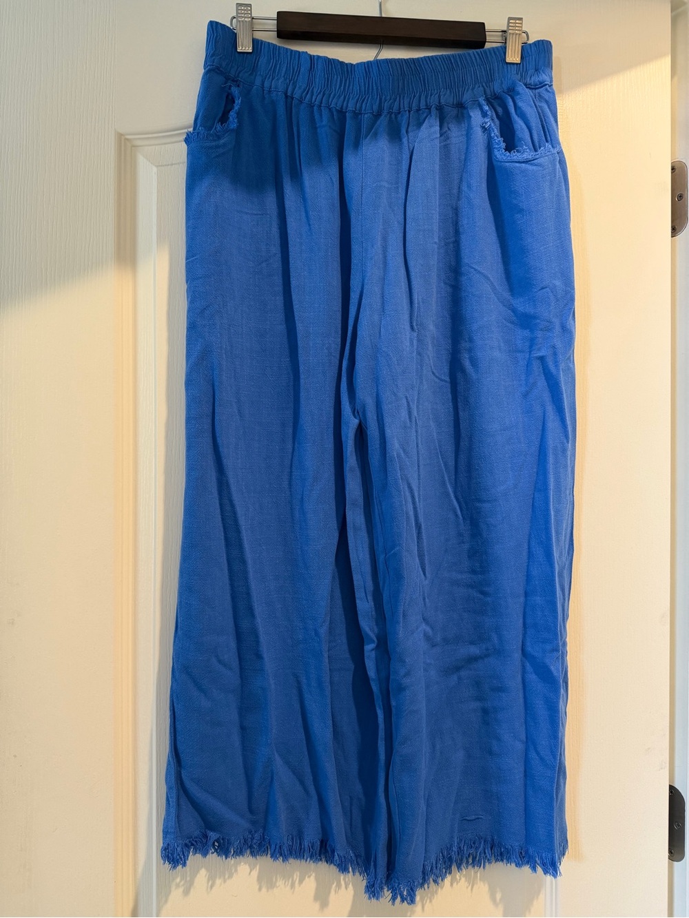 Umgee Blue frayed Cropped Wide-Leg Pants